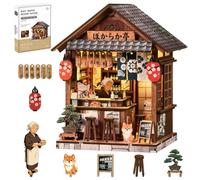 Shrike Book Nook Kit DIY The Mellow Pub - 222 Piezas Modelo Izakaya Japonés Kit de Construcción con Luz LED Mini Puzzle Casa de Madera Sujetalibros para Adultos y Adolescentes a partir de 14, Regalo