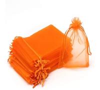 SHRIMAD 50 bolsas de organza de gasa transparente para Navidad, Halloween, boda, fiesta de cumpleaños, cajas de regalo de caramelos, bolsas de embalaje de joyas, color naranja, 13 x 18 cm