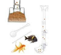 Shrimp Feeding Tube, Fish Feeder Tube Dish Set, 6.59 Inches Aquarium Feeding Kit with Suction Cup, Easy Access Tray for Fishes, Aquariums Feed Accessories