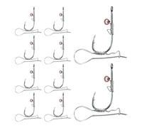 Shrimp Hooks Live Bait - High Carbon Steel Style 2/0 | 10 piezas 2 en 1 Angling Gear Set | Barbed Fishhook Tackle Accessory for Saltwater Sea Lake River Stream Reservoir Pond Fishing Adventures