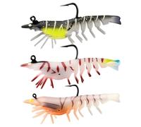 Shrimp Swimbaits - 3pcs Vibrant Realistic PVC Swimbait,Saltwater Shrimp Bait Jigs | for Bass Flounder Crappie Snook Walleye Salmon Fishing