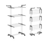 Shrivee 3 Niveles Tendedero Torre Vertical 178cm Plegable Resistente Portatil Acero Inoxidable Clothes Drying Rack para Exterior Terraza Balcon (Gris)