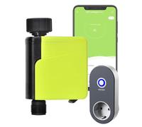 Shrivee Programador de Riego con concentrador WiFi para App Control Remoto, Temporizador Riego Exterior a Pilas Automatico con Retraso por Lluvia Fácil Instalación para Césped y Jardín