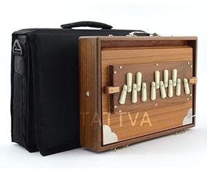 Shrutibox Devyom - Tamaño mediano - Made ByDevyom, respiración de sonido extra larga, C-C 13 paradas, 440 Hz, madera de teca, Primeversand, yoga, mantra, caja Shruti