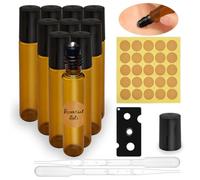 SHSMPXOY 10 Piezas Marrón Botellas Roll On Cristal 10ml Roll On Aceites Esenciales con Roll-on Bola de Acero Inoxidable para Aceites Esenciales, Masajes, Aromaterapia, Botella de Laboratorio