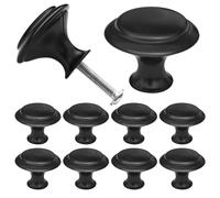 SHSMPXOY 10 Piezas Negro Perillas de Gabinete Redondas,30 mm Tiradores Cajones,Tiradores Armarios,Pomos Redondos,Tiradore de Muebles con Tornillos para Gabinete,Cocina,Tocadores,Baño,Puertas
