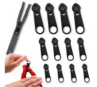 SHSMPXOY 12 Piezas Cremallera Reparación #3/5/8 Cursor Cremallera Zipper Reparar Repuesto Tirador Kit De Reparación De Cremalleras para Ropa Mochilas Equipaje Sacos de dormir Chaqueta (A-Negro)