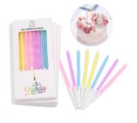 SHSMPXOY 24 Piezas Velas Cumpleaños,Velas Largas para Pasteles Con Soporte,Velas Cumpleaños de Color Pastel Arcoíris Largas Y Finas Para Fiestas,Suministros de Decoración de Pasteles de Para Bodas
