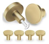 SHSMPXOY 6 Piezas Perillas de Gabinete Redondas,30 mm Tiradores Cajones,Tiradores Armarios,Pomos Redondos,Tiradore de Muebles con Tornillos para Gabinete,Cocina,Tocadores,Baño,Puertas (Oro)