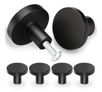 SHSMPXOY 6 Piezas Perillas de Gabinete Redondas,30 mm Tiradores Cajones,Tiradores Armarios,Pomos Redondos,Tiradore de Muebles con Tornillos para Gabinete,Cocina,Tocadores,Baño,Puertas (Negro)