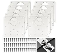 SHSMPXOY Placa Reparación Bisagra con Orificio, 8 Piezas Inoxidable Placas Reparación Bisagras Cazoleta con 48 Tornillos, Hinge Repair Kit para Madera Mueble Cajón Ventana (90 x 90 mm)