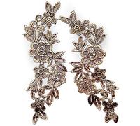 SHTGOI 1 par de apliques de encaje bordado de flores parche de encaje encaje cuello tul ribete tela ocupada bordado puerta decoración para manualidades, costura, disfraz, sastrería, boda, oro