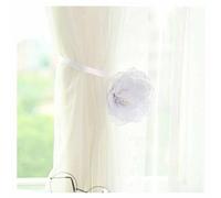 SHTGOI 2 unidades de alzapaños magnéticos para cortinas, sin agujeros, cinta de tracción, flor de burbujas, soporte para cortina con cuerda flexible para salón, baño, decoración, 40 cm, color blanco