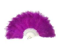 SHTGOI Abanico de plumas vintage plegable con borlas, elegante abanico de mano para mujer, plumas, abanico plegable para fiesta temática, boda, baile de graduación, color lila