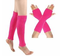 SHTGOI Calentadores de piernas y calentadores de pulso Juego de calentadores de piernas de algodón de punto para piernas y brazos sin dedos, para yoga, baile, gimnasio, ejercicio, mantener el calor,