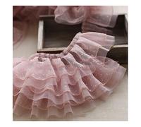 SHTGOI Cinta de encaje doble de tul de 1 yarda, borde de encaje con lunares plisados de organza, ribete de tela de lunares para manualidades, decoración, cuello hecho a mano, raíz de loto