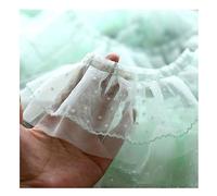 SHTGOI Cinta de encaje doble de tul de 2 yardas con ribete de organza plisada con lunares ribetes de tela de lunares para manualidades, decoración, cuello hecho a mano, color negro