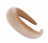 SHTGOI Diadema de tela de terciopelo con esponja gruesa, estilo retro, acolchada, suave, antideslizante, color caramelo, anchas, para exteriores, elegante, para mujeres y mujeres, color caqui