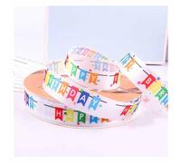SHTGOI Happy Birthday Cinta de satén de 100 yardas/rollo de cinta decorativa de cumpleaños con "Happy Birthday Colorido", 2 cm de ancho, cinta de regalo de poliéster de doble cara, cinta para envolver