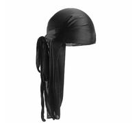 SHTGOI Pañuelo de seda Durag con larga cola ancha correas piratas suave y transpirable pañuelo de seda 360 grados envoltura de cabeza unisex para hombres mujeres equitación, hip hop, decoración