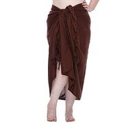 SHU-SHI - Pareo de playa para mujer - Diseños lisos con pasador de coco - Tallas grandes - Marrón