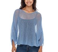 SHU-SHI - Suéter Transparente para Mujer - Punto Ligero - Talla única - Azul Celeste