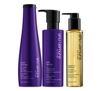 Shu Uemura yūbi blonde Set «Cool Silver Blonde» (champú 300 ml + acondicionador 250 ml + aceite 150 ml)
