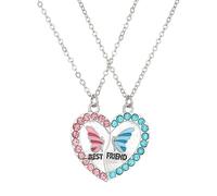 Shuade 2 collares para mejores amigas, gargantilla a juego, con diseño de mariposa, corazón, para mujeres y niñas, colgante de cavícula