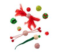 Shuade Bolas de Navidad, accesorios de juguete, pompones peludos, accesorios de ratán, para gatos de interior, accesorios de recambio