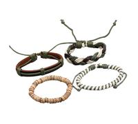 Shuade Cadena de mano multicapa con cuentas vintage con cuerda de yute y accesorio étnico de cuero, estilos vintage, One Size, como se describe