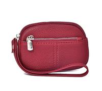 Shuade Carteras pequeñas de pulsera para mujer, llavero con cadena, con cremalleras, bolsillo para monedas, tarjetero de crédito, bolso de mano de cuero, Red, Mass Beauty
