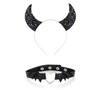 Shuade Diadema gótica con purpurina para niñas, para Halloween, cosplay, alas de diablo, joyería punk, suministros únicos para la cabeza, color negro, diademas de Halloween