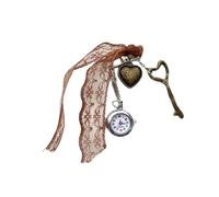 Shuade Elegant Love Styles - Llavero de bolsillo integrado, reloj de bolsillo de aleación, relojería de aleación, llavero de reloj de bolsillo, marrón, One Size