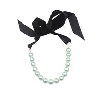 Shuade Elegante collar de cinta de terciopelo con cuentas de perlas sintéticas, longitud ajustable, gargantilla de cuentas para mujer, accesorio de moda, perlas de imitación