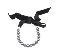 Shuade Elegante collar de cinta de terciopelo con cuentas de perlas sintéticas, longitud ajustable, gargantilla de cuentas para mujer, accesorio de moda, perlas de imitación
