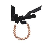 Shuade Elegante collar de cinta de terciopelo con cuentas de perlas sintéticas, longitud ajustable, gargantilla de cuentas para mujer, accesorio de moda, perlas de imitación