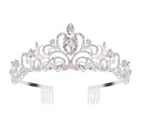 Shuade Elegantes coronas de diamantes de imitación para mujer, tiaras con peine, accesorios para el pelo para novia, cumpleaños y celebraciones de graduación, aleación