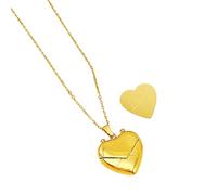 Shuade Gargantilla con medallón de corazón grabable, longitud ajustable, cadena de clavícula hecha a mano, joyería de fiesta para mujer, acero de titanio