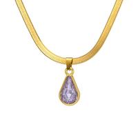 Shuade Gargantilla de cadena de serpiente de acero inoxidable con forma de gota de cristal, joyería de moda hecha a mano para fiestas y reuniones, 2, Acero inoxidable