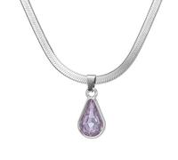 Shuade Gargantilla de cadena de serpiente de acero inoxidable con forma de gota de cristal, joyería de moda hecha a mano para fiestas y reuniones, 3, Acero inoxidable