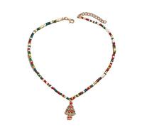 Shuade Gargantilla de Navidad con cuentas coloridas, elegante collar de Navidad con cuentas para mujer con colgantes temáticos de vacaciones, Zinc