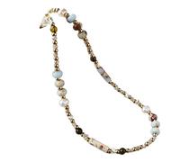 Shuade Gargantilla de piedra natural, perlas de imitación, cadena para el cuello, para mujeres y hombres, joyería vintage, Aleación, perlas de imitación
