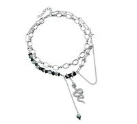 Shuade Gargantilla única de serpentinas de longitud ajustable, joyería gótica hecha a mano con flecos móviles para trajes de moda, colgante de serpiente, joyería de fiesta, talla única, como se