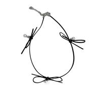 Shuade Gargantilla vintage con lazo para mujeres y niñas, cadena de clavícula de temperamento dulce, estética, joyería, regalos para uso diario, Cuero