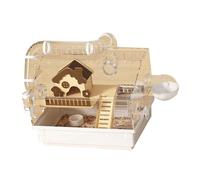 Shuade Jaula de acrílico ventilada para hámster, bandeja extraíble, multifuncional, para escalera, parques infantiles para hámsters enanos