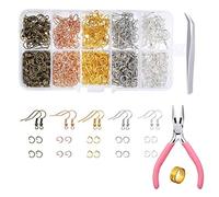 Shuade Kit de 1128 piezas de suministros para hacer aretes con ganchos para aretes, pinzas, abridor de saltos para joyas, ganchos de madera