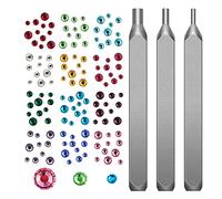 Shuade Kit de estampado de cristal de 1500 piezas, parte trasera plana multicolor para joyas de diamantes de imitación, 3 tamaños, herramientas de metal