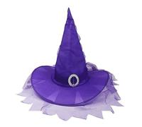 Shuade Moderno sombrero de bruja de Halloween con velo plisado para mujer, fiesta, festival, carnaval, cosplay, sombreros para mujeres, animes para adultos, carnavales