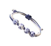 Shuade Pulsera única de cuentas de cerámica que combina estilos artísticos y elegantes, adecuada para aquellos que aprecian la cultura oriental, Silicona