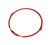 Shuade - Tobillera ajustable de cuerda roja tejida a mano para amantes de mujeres y hombres con perlas doradas, Metal